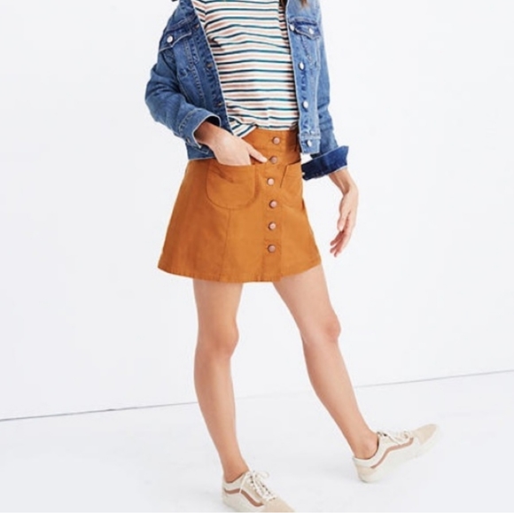 Madewell tan high waisted button front skirt - Picture 2 of 11